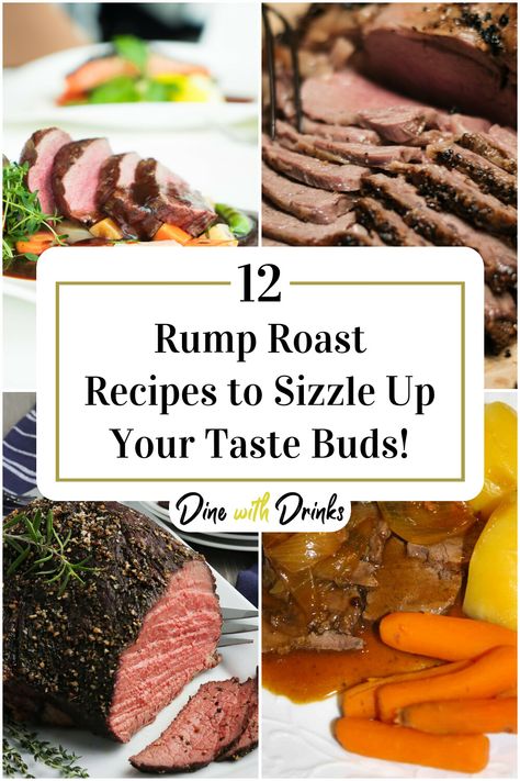 Collage of 4 rump roast recipes. Crockpot Rump Roast, Beef Roulade, Beef Rump Roast, Rump Roast, Beef Rump, Pot Roast Slow Cooker, Roast Dinner, Fusion Food, Roast Recipes