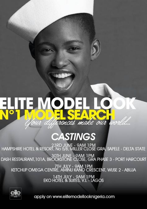 Got The Look? The Elite Model Look Search is Coming To A City Near You! Modelling Agency, 2018 Style, Elite Model Management, July 14th, Modeling Agency, Port Harcourt, The Number 1, Model Look, Male And Female