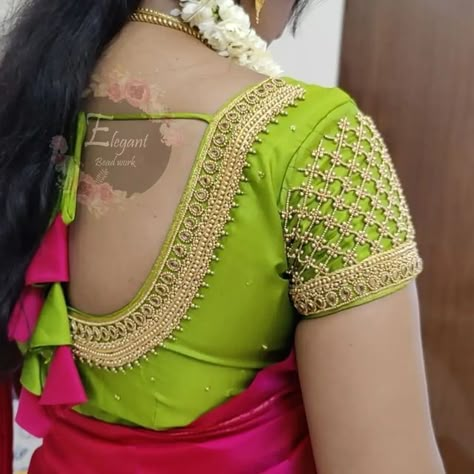 Off Hand Aari Work Blouse, Aari Back Neck Designs, Aariwork Blouse Designs Latest, Ariwork Blouse Designs, Wedding Blouse Aari Work Designs, Aari Back Neck Designs For Blouses, Aari Work Blouse Aari Work Blouse Wedding, New Model Maggam Work Blouse Designs, Aari Blouses Weddings