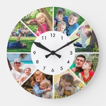 Family Wall Clock, Photo Wall Clocks, Clock Template, Photo Clock, Personalized Clocks, Collage Foto, Memory Wall, Family Photo Wall, Custom Clocks