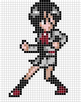 Bleach Pixel Art, Perler Pattern, Bleach Rukia, Rukia Kuchiki, Perler Ideas, Graph Crochet, Pixel Crochet, Square Art, Perler Patterns