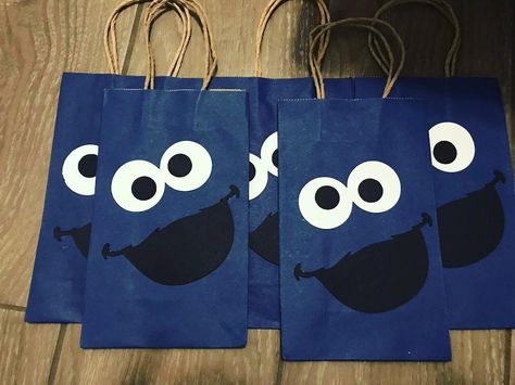 Cookie Monster Gift Bags, Cookie Monster Treat Bags, Cookie Monster Goodie Bags, Cookie Monster Candy Bags, Cookie Monster 2nd Birthday Girl, Cookie Monster Treats, Cookie Monster Party Ideas, Cookie Monster Party Favors, Cookie Monster 1st Birthday