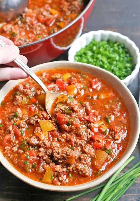 Paleo Whole30 Stuffed Pepper Soup - Real Food with Jessica Paleo Stuffed Peppers, Paleo Crockpot, Chili Soup, Pepper Soup, Stuffed Pepper, Paleo Beef, Turkey Soup, Keto Paleo, Recipe 30