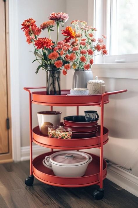 Creative 3 Tier Rolling Cart Ideas for Any Room 3 Tier Rolling Cart Ideas, Rolling Cart Ideas, Rolling Carts, Space Saving Hacks, Cart Ideas, Saving Hacks, Trolley Cart, Rolling Cart, Floor Table