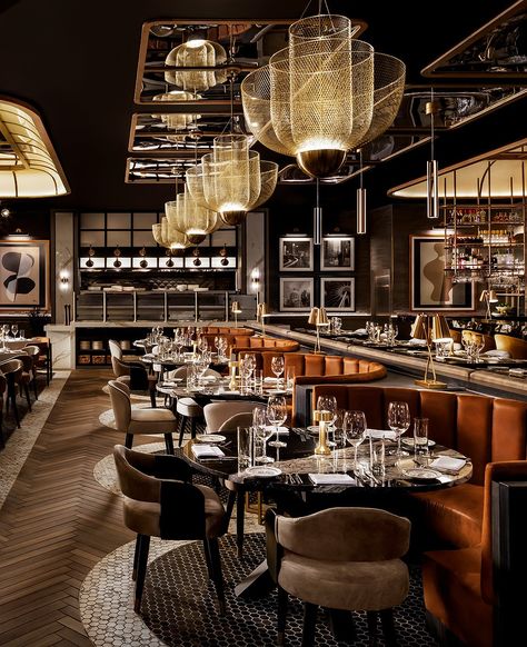 H&W Steakhouse Restaurant - Atlanta Steakhouse Design Interiors, Steakhouse Restaurant Design, Steakhouse Design, Steakhouse Restaurant, Bar Restaurant Design, Beautiful Cafe, Restaurant Design Inspiration, Modern Restaurant Design, Hotel Lobby Design