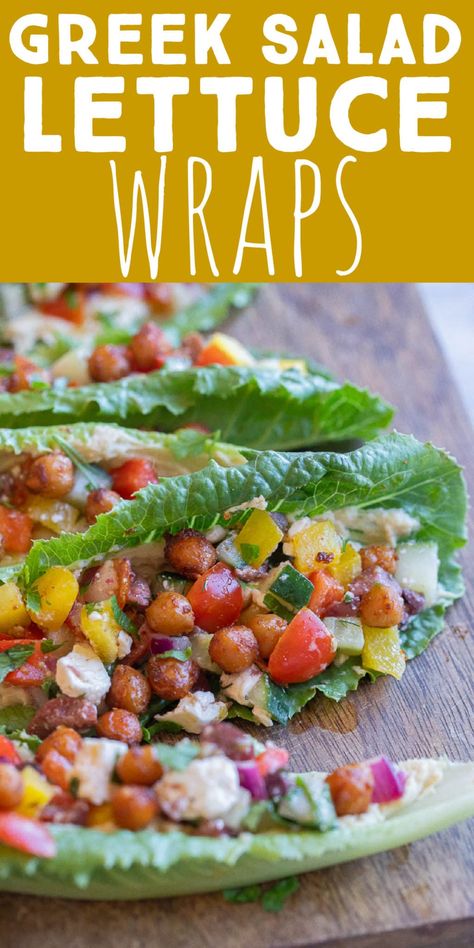 Hummus Lettuce Wraps, Wraps With Hummus, Greek Salad Wrap, Vegetarian Lettuce Wraps, Fiber Recipes, Mediterranean Foods, Hummus Wrap, Salad Lettuce, Vegan Greek