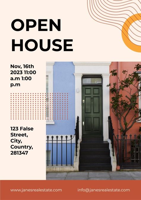 Open House Invitation, Open Days, Office Poster, Real Estate Agency, Free Graphic Design, Open House, House Tours, Invitation Template, Real Estate