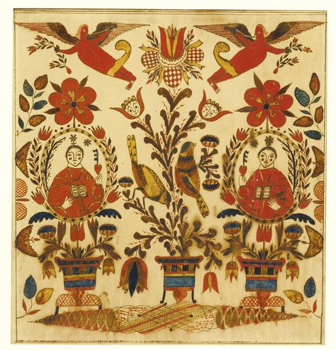 655 RARE WATERCOLOR FRAKTUR: TWO PRIESTS POSSIBLY BERKS OR MONTGOMERY COUNTY, PENNSYLVANIA, CIRCA 1810 Watercolor and ink on paper Inscribed... German Folk, Montgomery County, America Art, German Art, American Folk Art, Naive Art, Folk Art Painting, Ink On Paper, Pics Art