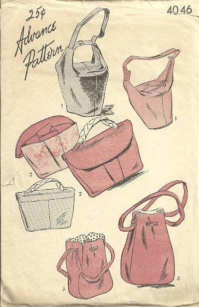 Vintage Bags 1950s, Vintage Bag Pattern, Advance Patterns, Vintage Vogue Patterns, Vintage Vogue Sewing Patterns, Patterns Fashion, Dress Making Patterns, Handbag Pattern, Vintage Purses