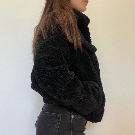 Olivaceous - Black Sherpa Jacket - Size: S Black Sherpa Jacket Outfit, Sherpa Jacket Outfit, Black Sherpa Jacket, Jacket Outfit, Sherpa Jacket, Jacket Outfits, Clothing Items, Turtle Neck, Cute Outfits