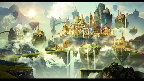 Floating Palace Fantasy Art, Floating Kingdom Fantasy Art, Floating City Concept Art, Fairytale Villains, Floating Kingdom, Mystical Kingdom, Floating Palace, Fantasy Cities, Miss Marvel