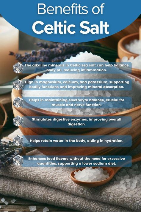 Celtic sea salt, known for its unique gray hue and mineral-rich profile, offers several wellness benefits. #celticsalt #celticsaltbenefits Sea Salt Benefits, Epsom Salt Benefits, Salt Benefits, Celtic Salt, Celtic Sea Salt, Low Sodium Diet, Sick Remedies, Doctor Advice, Food Is Medicine