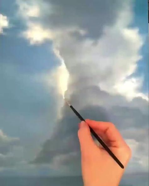 Painting Clouds, Oil Painting Techniques, Landscape Art Painting, Painting Art Lesson, Sky Painting, Cloud Painting, Nature Art Painting, Diy Canvas Art Painting, Painting Videos