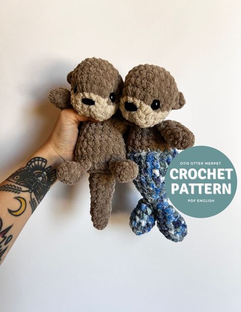 Quick No Sew Crochet Patterns, Gopher Crochet Pattern, Otter Crochet Pattern Free, Crochet Platypus Pattern, Amigurumi Otter Pattern, Mini Crochet Plushies, Crochet Sea Otter Free Pattern, Crocheted Otter, Otter Pattern Crochet