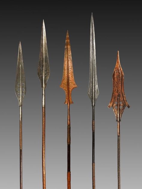 African Spears, African Spear, Ancient Technology, Fantasy Props, Cool Swords, Arm Armor, Ancient Artifacts, Spears, Fantasy Character Design