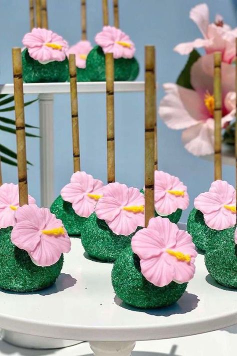 Feast your eyes on this cute Moana birthday party! The cake pops are delightful! See more party ideas and share yours at CatchMyParty.com Moana Birthday Party Aesthetic, Moana Cake Pops Ideas, Moana Third Birthday Party, Moana Themed Birthday Party Decorations, Moana Quinceanera Theme, Moana 2nd Birthday Party For Girl, Moana Cake Pops, Moana Party Food, Disney Moana Birthday Party