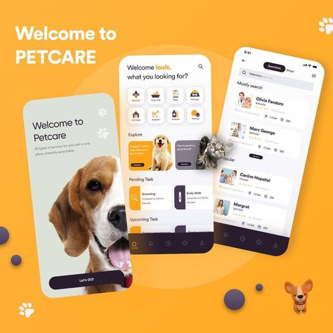 Pet App Ui Design, Home Page Ui Design Mobile App, Pet App Design, Web App Ui Design, Digital Product Design, Health Apps, Membentuk Alis, Ux App Design, App Design Layout