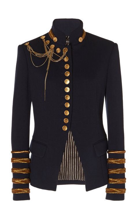 Embellished Virgin Wool Military Jacket by OSCAR DE LA RENTA for Preorder on Moda Operandi Military Inspired Fashion, Military Looks, Military Style Jackets, Wool Blend Jacket, Moda Vintage, Military Inspired, Life Photo, Mode Inspiration, Luxury Vintage