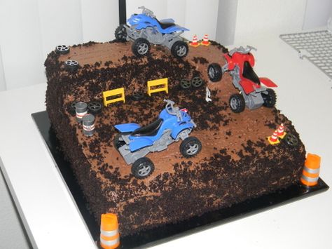 Quad cake Jan. '13 Quad Themed Birthday Party, Quad Party Ideas, 4 Wheeler Cake, Boy Cakes, Bike Cakes, Construction Theme Party, 4 Wheeler, Boys Birthday, Cakes For Boys