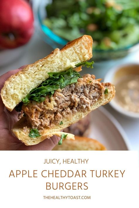 Apple Turkey Burgers, Healthy Turkey Burgers, Ground Turkey Burgers, Apple Turkey, Healthy Recipes Simple, Apple Cheddar, Turkey Meals, Healthy Toast, Denver Food