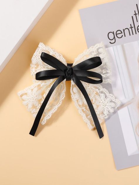 Hair Bow Accessories, Bow Clips Diy, Cute Diy Hair Accessories, White Ribbon Bow, Hair Bows Diy Ribbon, Hair Accessories Ribbon, Embroidered Hair Bows, Diy Hair Scrunchies, Diy Hair Accessories Ribbon