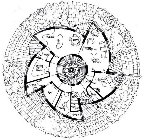 Sacred Geometry Architecture, Circular House, Geometry Project, Geometry Projects, متحف فني, Round House Plans, Round Building, Eco Resort, 3d Ideas