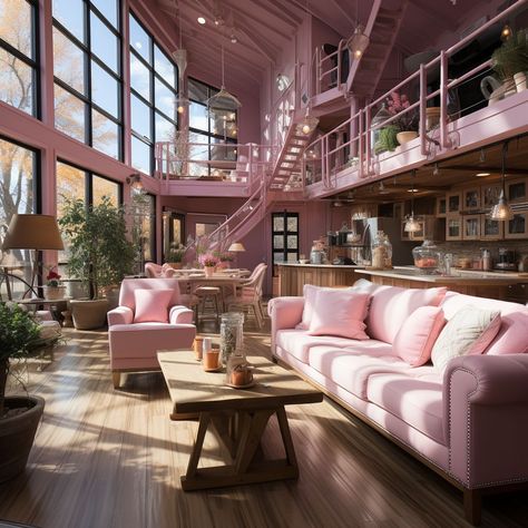 Pink Loft Apartment, Girly Loft Apartment, Barn House Interior, Bedroom Ideas For Small Rooms Diy, Mielle Organics, Home Nyc, Earthy Home, Tiny House Loft, Casas Coloniales