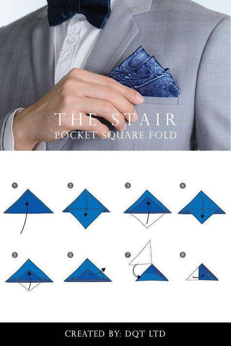 Square Pocket Fold, How To Make A Pocket Square, Suit Pocket Square Fold, How To Fold Pocket Square, How To Fold A Pocket Square, How To Tie A Tie, Pocket Square Style, Cool Tie Knots, Suit Handkerchief