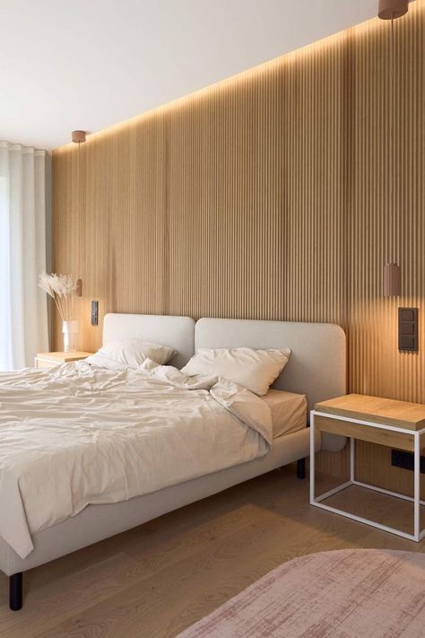 Your designs deserve the very best.💎Thermory has various interior paneling and cladding options to bring your dream design to life. Pin this post for reference. Thermally modified wood. Home inspo. Eco conscious. Sustainable design. Real wood. Indoor wood paneling. Indoor cladding. Wooden Cladding Bedroom, Bedroom Wall Cladding, Indoor Cladding, Wood Paneling Makeover, Interior Wood Paneling, Paneling Makeover, Miami House, Modern Wall Paneling, Wooden Cladding