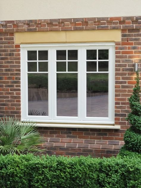 Picture Window Exterior, House Window Design Exterior, Picture Windows Exterior, Cottage Style Windows, Tudor Bungalow, Casement Windows Exterior, Carpentry Details, Roman Blinds Living Room, Chalet Bungalow