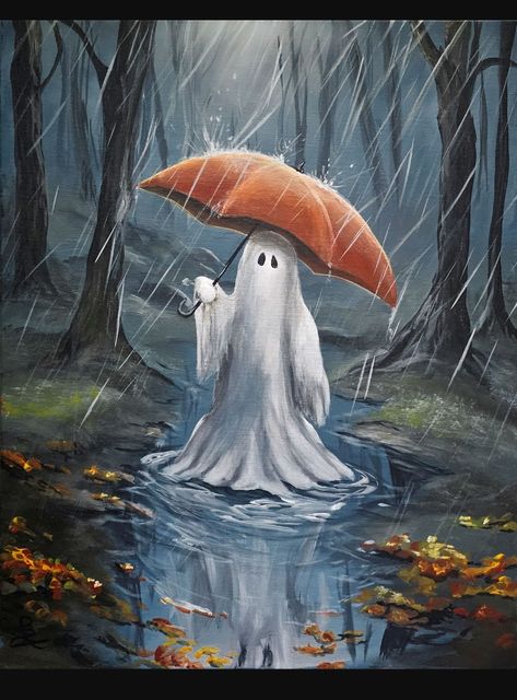 Rainy October Day, Class Painting, Tv Artwork, Halloween Wallpaper Iphone Backgrounds, Fall Canvas Painting, Fall Canvas, Witchy Wallpaper, Halloween Artwork, Painting Classes