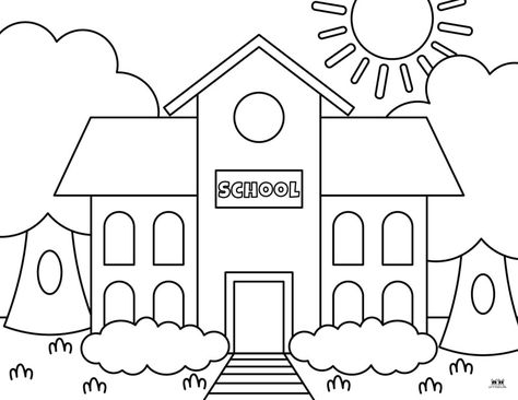 My School Coloring Pages, School Bus Coloring Page Free Printable, School Coloring Pages Free Printable, Back To School Coloring Pages, Teacher Lesson Plans Template, Coloring Pages Preschool, Preposition Worksheets, August Crafts, Kids Printable Coloring Pages