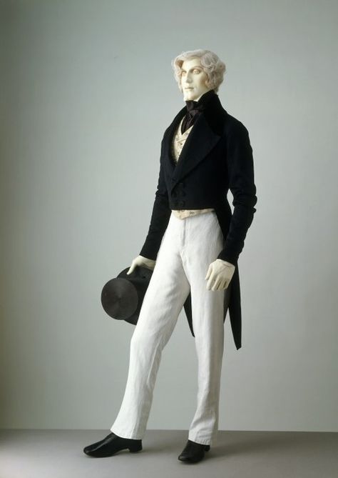 Suit 1840s The Victoria & Albert Museum.  Buttons in a zipper fashion?  No flap? 19th Century Men, 1850s Fashion, Victorian Men, Parisian Wedding, 1800s Fashion, Finishing School, 19th Century Fashion, Period Outfit, Century Clothing