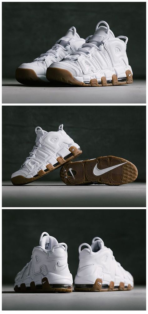 Nike Air More Uptempo: White/Gum Sole Trees designs high quality premium shoe trees for sneakers that reverse and minimize creasing and help maintain original shape when not being worn #ShoeTree#ShoeTrees #SoleTrees Air Uptempo Nike, Nike Air Uptempo Shoes, Air More Uptempo Nike, Nike Uptempo Sneakers, Sneaker Wishlist, Sneakers Photography, Zapatillas Nike Basketball, Sneakers Outfit Work, Nike Uptempo