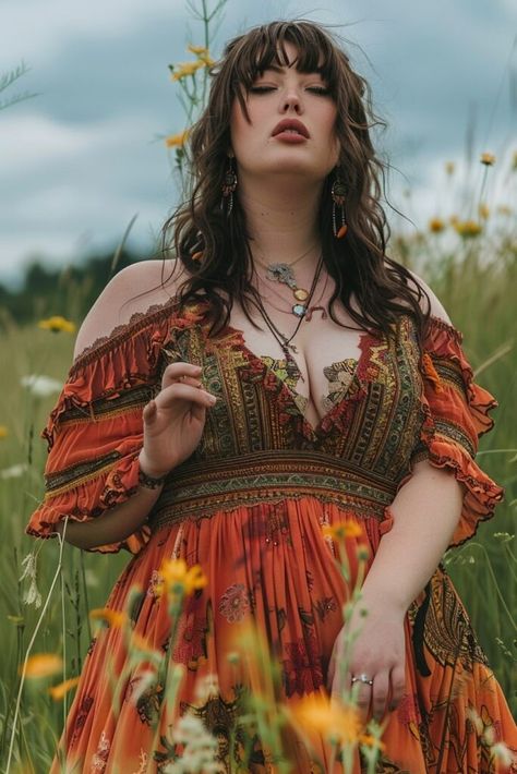 14 Plus Size Summer Outfit Inspirations You Will Love! – fashionbylina.com Plus Size Dress Casual Outfits, Gypsycore Fashion Plus Size, Plus Size Fairycore Outfits, Boho Outfits Plus Size, Plus Size Hippie Outfits, Plus Size Boho Fashion, Plus Size Boho Outfits, Plus Size Summer Outfits Curvy Fashionista, Boho Outfits Summer