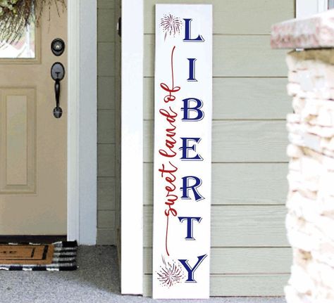 4th Of July Porch Sign, Patriotic Porch Signs, Patriotic Welcome Sign, Blue Porch, Patriotic Porch, Welcome Signs Front Door, Patriotic Sign, 4th July Crafts, 4th Of July Decor