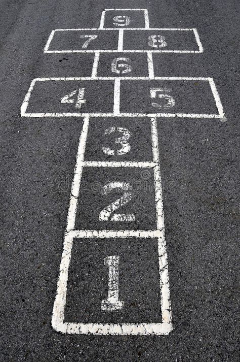 Hopscotch. Black and white hopscotch one through nine at a grade school playgrou , #Affiliate, #white, #Black, #Hopscotch, #hopscotch, #playground #ad Outdoor Games For Preschoolers, Indoor Group Games, Outdoor Camping Games, Fun Classroom Games, Old Fashioned Games, Toddler Party Games, Games For Kids Classroom, Group Games For Kids, Outdoor Party Games