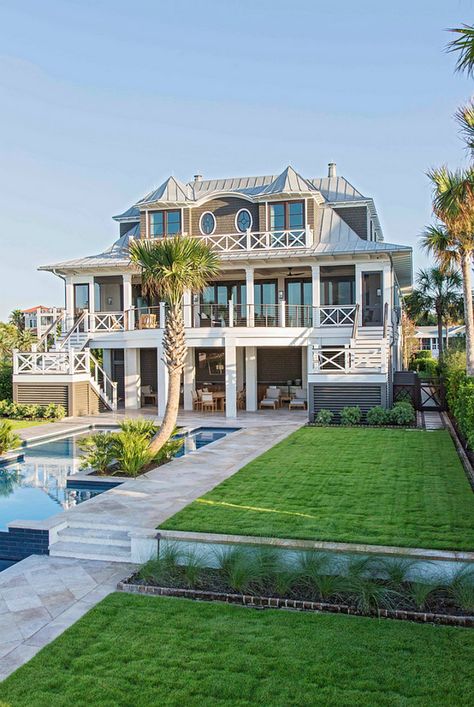 Beach House with Rustic Coastal Interiors Beach House Exterior, Rustic Coastal, Dream Beach Houses, Large House, Casas Coloniales, Beach House Interior, Beach House Design, Coastal Interiors, Coastal Cottage