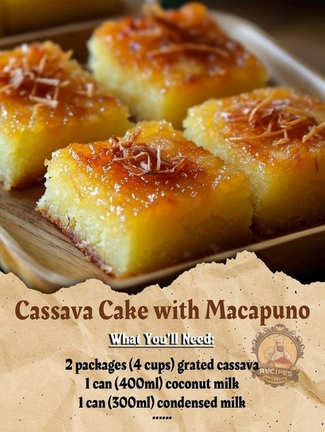 Chef Ina Garten 👩‍🍳👩‍🍳 | 🥥🍰 Cassava Cake with Macapuno Recipe 🥥🍰 | Facebook Macapuno Recipe, Cassava Cake Recipe Filipino, Casava Cake Recipe, Cassava Recipe, Filipino Dessert Recipes, Cassava Cake, Filipino Food Dessert, Filipino Desserts, Sweet Recipes Desserts