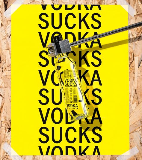 “The whole idea of Vodka Sucks Vodka is that, well, vodka sucks. At least that’s the position of our client, a whiskey distiller,” explains Sarah Forss, Senior Designer at Werner Design Werks. Their client, RockFilter Distillery, chose to introduce a vodka brand due to high demand in their cocktail room. More importantly, this decision aimed to generate quicker revenue, allowing their whiskey to barrel-age for an extended period. However, in their brief to the Minnesota-based design studio, it w Cocktail Room, Vodka Labels, Vodka Brands, Good Whiskey, Bottle Box, Brand Development, Bottle Labels, Bottle Design, Vodka Bottle