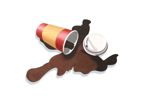 To-Go Coffee Spill (First World Problems) by Lori Larusso Spilled Coffee Illustration, Graphic Design Infographic, Spilled Coffee, Clothing Packaging, First World Problems, Coffee Drawing, Coffee Illustration, Coffee Heart, World Problems