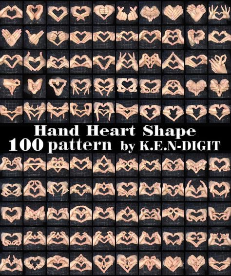 Kpop Hand Signs Ideas, Anime Hearts Hands, Heart Hands Reference, Heart Made With Hands, Hand Heart Pic, Heart From Hands, Things To Draw On Ur Hand, Anime Heart Hands, Heart With Hands