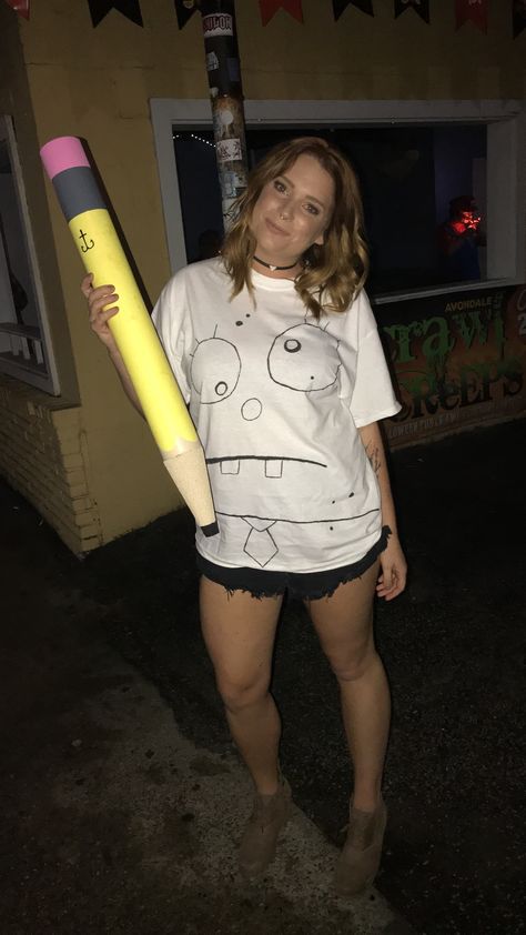 Spongebob Bounding, Spongebob Theme Outfit, Easy Spongebob Costume, Spongebob Costumes Diy, Meme Costumes Diy, Spongebob Theme Costume, Spongebob Theme Party Outfit, Spongebob Inspired Outfits, Modern Halloween Costumes