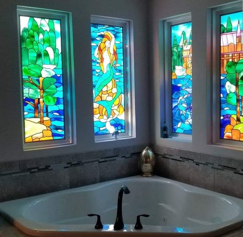 Diy prefect's bathroom Harry Potter Bathroom, Harry Potter Bedroom Decor, Harry Potter Room Decor, Harry Potter Bedroom, Harry Potter Decor, Harry Potter Houses, Harry Potter Room, Stained Glass Designs, Dream Bathroom