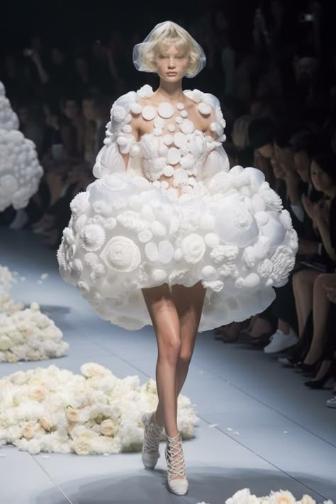 Cloud Fashion Design, Clouds Inspired Fashion, Flower Inspired Fashion Design, Cloud Inspired Fashion, Flower Inspired Outfits, Avant Garde Fashion Couture, Cloud Fashion, Avante Garde Fashion, Clay Fashion