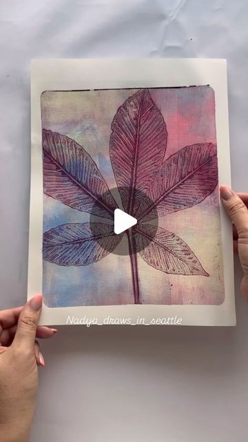 Jelly Plate Printing, Leaf Monoprint, Gelli Printing Tutorials, Gel Plates, Chestnut Leaf, Monoprint Art, Gelli Printing Art, Gelli Plate Art, Gel Printing