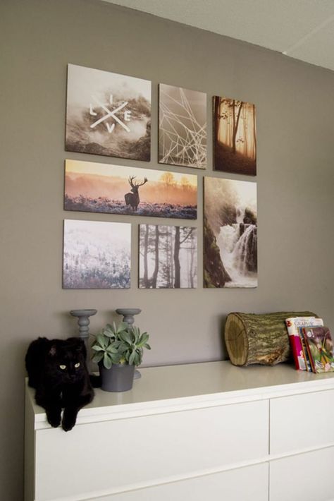 Foto's aan de muur - Woontrendz Office Wall Colors, Diy Toddler Bed, Photo Collage Diy, Interior Design Living Room Modern, Travel Gallery Wall, Nursery Accent Wall, Family Wall Decor, Red Walls, Wall Gallery