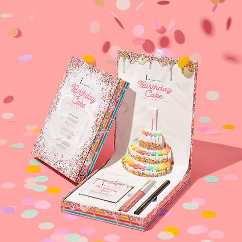 Colorful confetti falling on LimeLife by Alcone's birthday cake collection packaging featuring lipgloss and blush on a salmon-colored background. The scene is shot with crisp, poppy lighting. #beautyproducts #productphotography #beautymakeuptips #beautymakeuproducts #beautyproductphotography #beautyproductphotos #cosmetics #cosmeticphotography #cosmeticstyling #beautyideas #beautystyling #stilllife #stilllifeideas #stilllifeshoto #studiophotography #stilllifephotography #beauty #birthdaycake Gang Photography, Limelife By Alcone, Perfect Eyeliner, Cosmetics Photography, Luxury Cosmetics, Beauty Products Photography, Still Life Photographers, Oil Shop, Eyeliner Pen