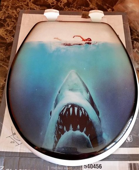 Custom Jaws toilet seat for my Jaws bathroom Shark Bathroom, Toilet Seat, Sharks