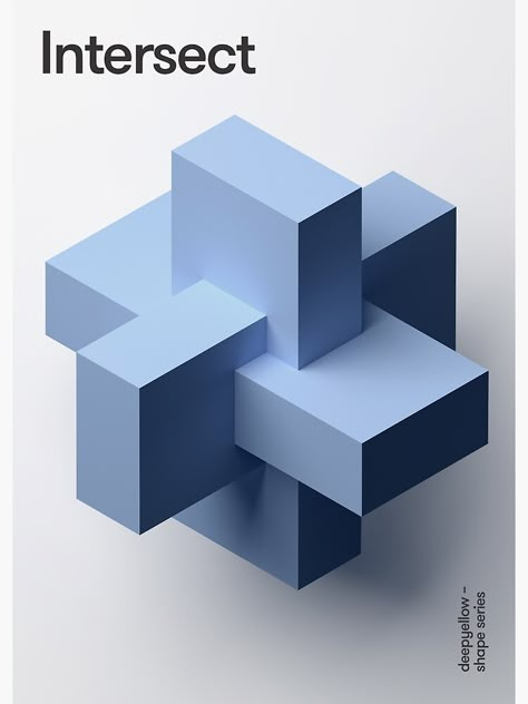 "Intersect" Photographic Print by deepyellow | Redbubble Geometric Poster Design, 3d Geometric Shapes, Graphisches Design, Geometric 3d, Logo Shapes, 타이포그래피 포스터 디자인, Deep Yellow, Geometric Poster, Conceptual Design